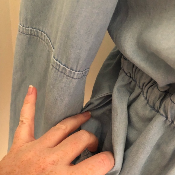 REFUGE DENIM Chambray Denim Longsleeve Jumpsuit or Playsuit, POCKETS! Size Large - Picture 8 of 13